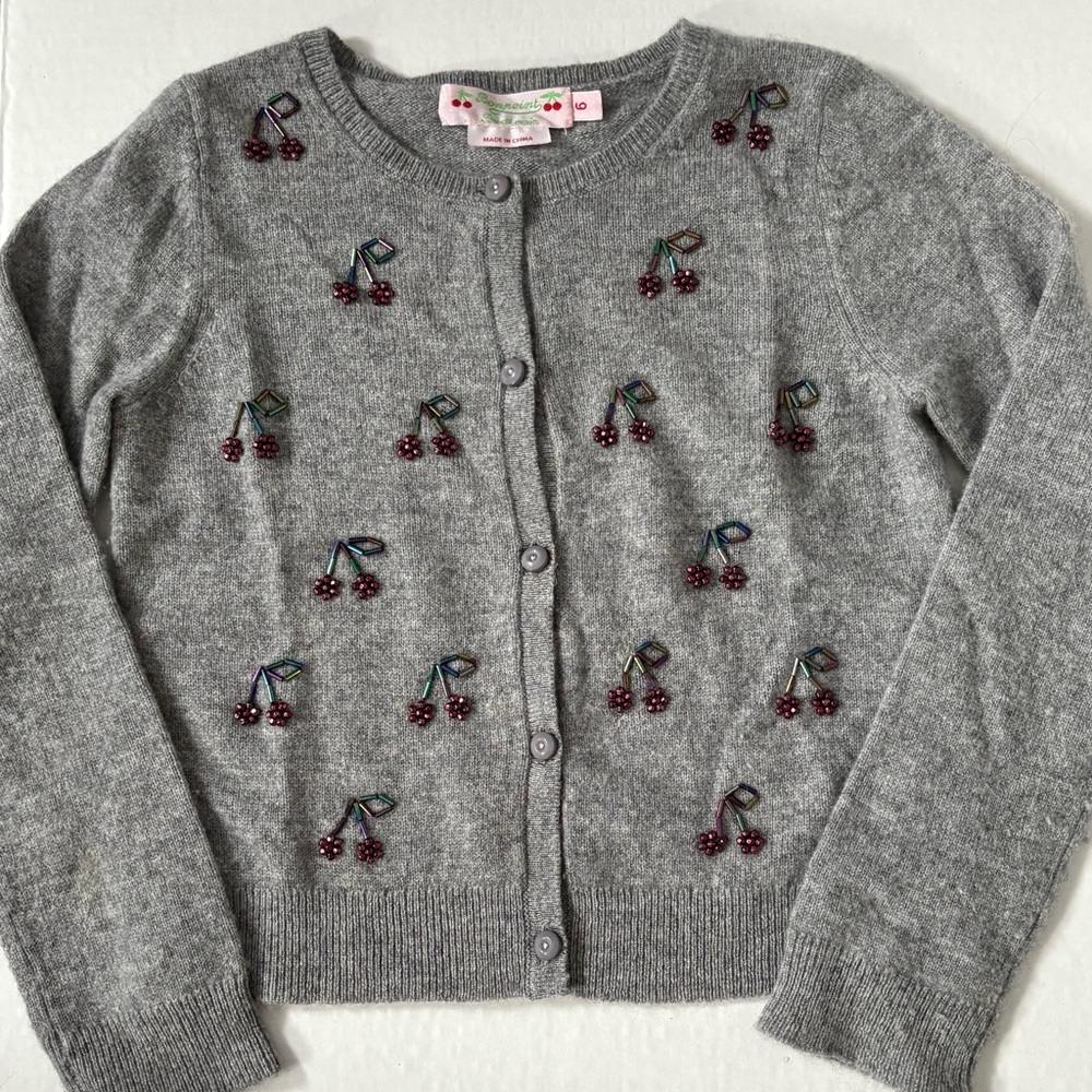 Bonpoint beaded cherries cardigan size 6